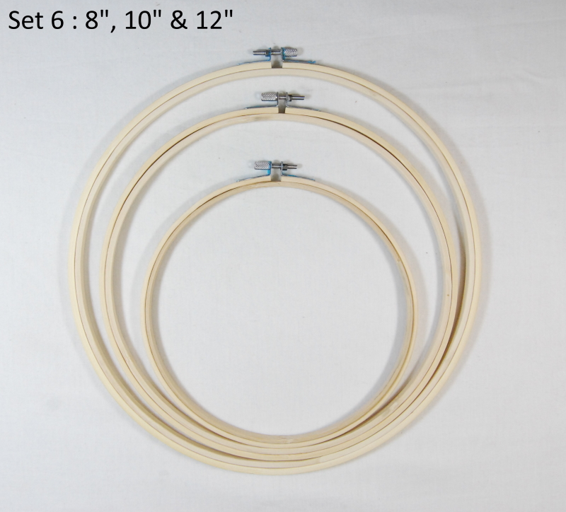 Set 6: 8", 10" & 12" Bamboo Embroidery Hoop - Cross Stitch/Tapestry Frame