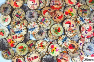 Fancy Wooden Buttons - Fancy Buttons 14 25mm