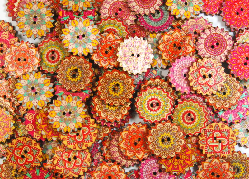 Fancy Wooden Buttons - Fancy Buttons 5 24mm