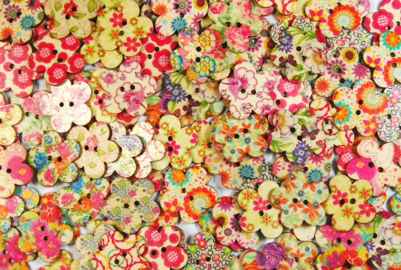 Fancy Wooden Buttons - Fancy Buttons 6 - 24mm