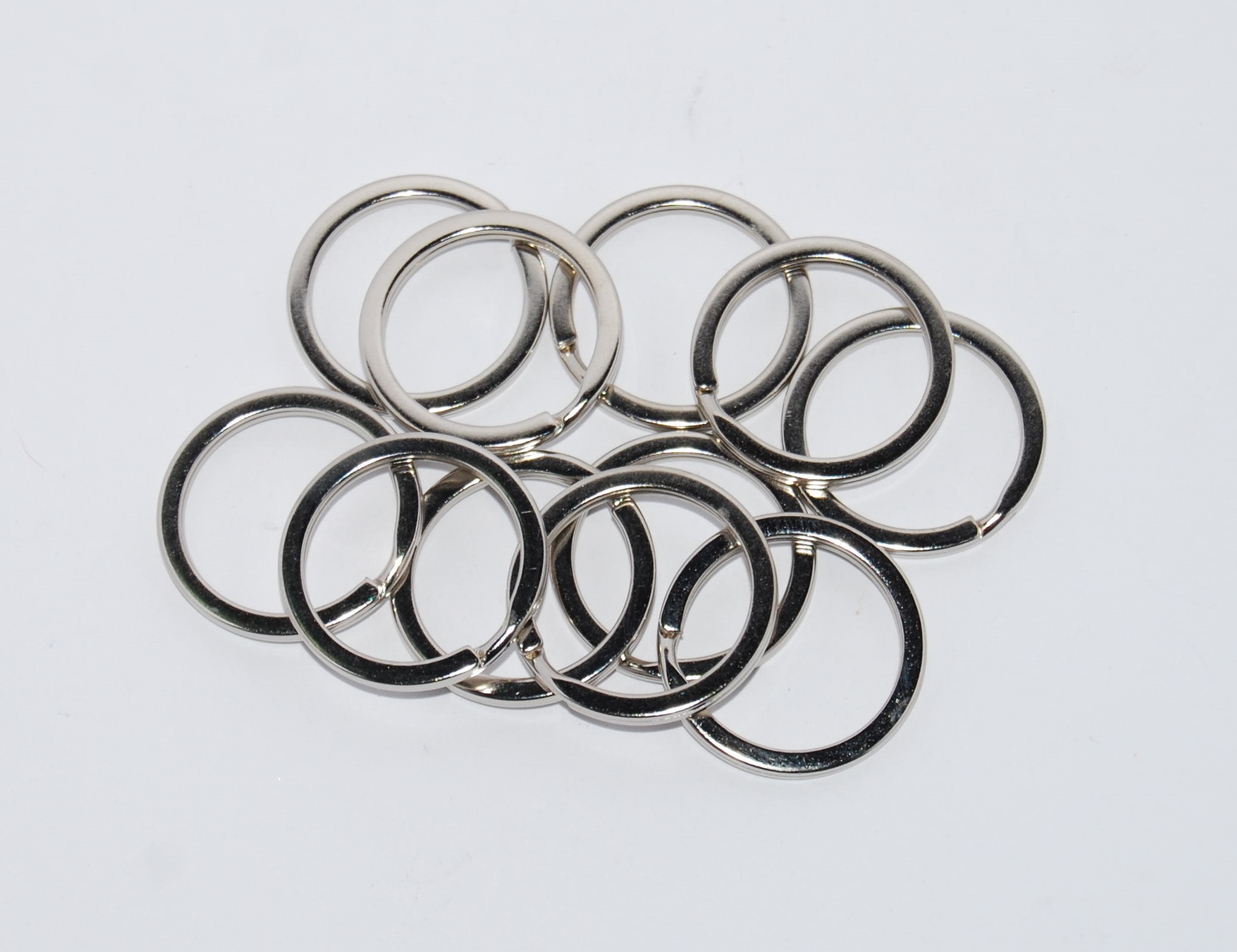 Pack of 10 - Silver - 25mm Flat - Double Loop Split Ring for Keyrings