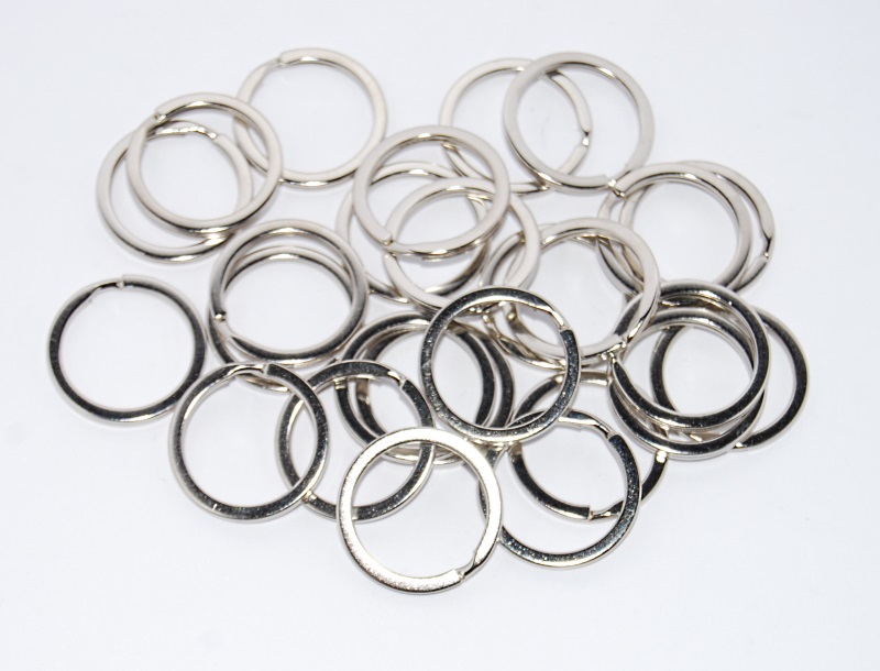 Pack of 25 - Silver - 25mm Flat - Double Loop Split Ring for Keyrings