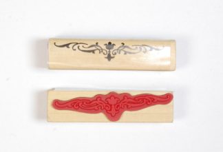 Wooden Mounted Ink Stamper - Flower 2 - 7cm x 1.5cm