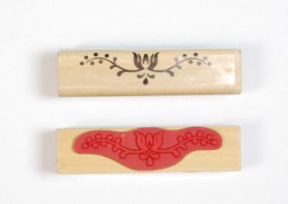 Wooden Mounted Ink Stamper - Flower 3 - 7cm x 1.5cm