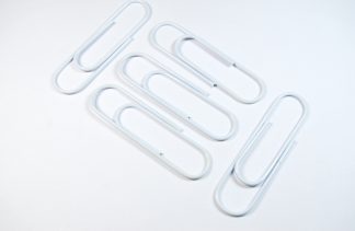 Pack of 10 - White Giant Coloured Metal Paperclips 9.5cm / 3.75"