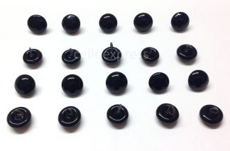Pack of 10 Pairs - 12mm Black Glass Eyes with Metal Loops