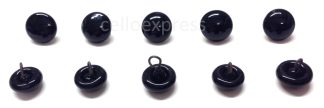 Pack of 5 Pairs - 12mm Black Glass Eyes with Metal Loops