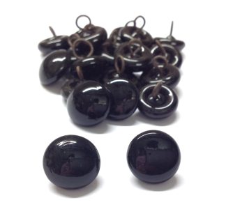 3mm Black Glass Eyes with Metal Loops