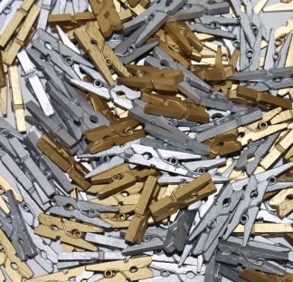 25mm Gold & Silver Mix - Mini Wooden Craft Pegs