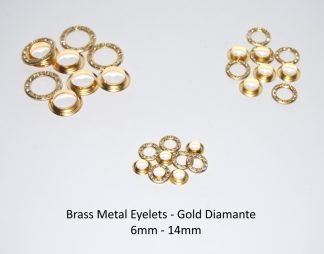 10mm Gold Diamante Brass Eyelets With Washers