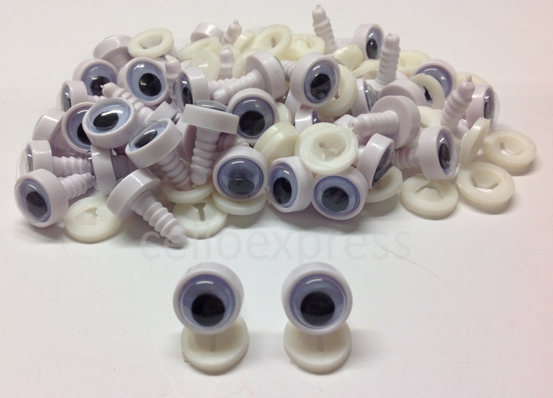 Pack of 25 Pairs - 12mm Googly Eyes with Plastic Backs