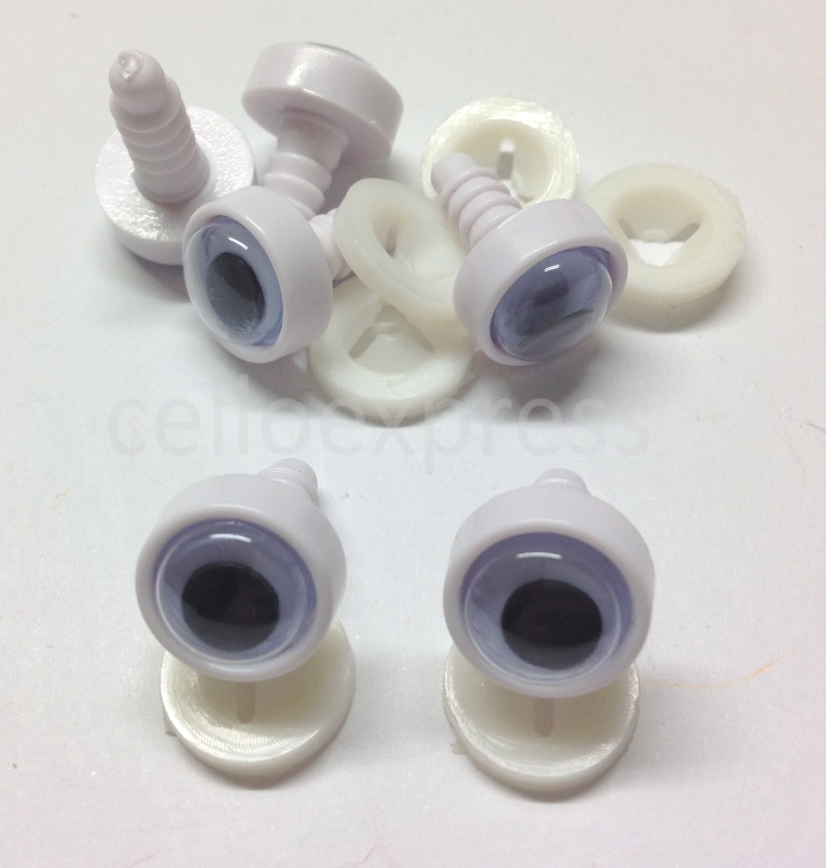 Pack of 3 Pairs - 12mm Googly Eyes with Plastic Backs
