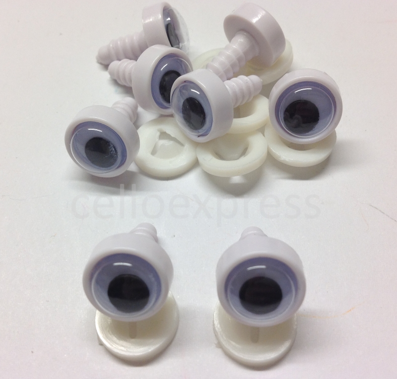 Pack of 4 Pairs - 12mm Googly Eyes with Plastic Backs