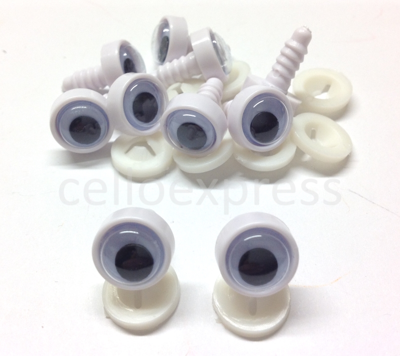 Pack of 5 Pairs - 12mm Googly Eyes with Plastic Backs