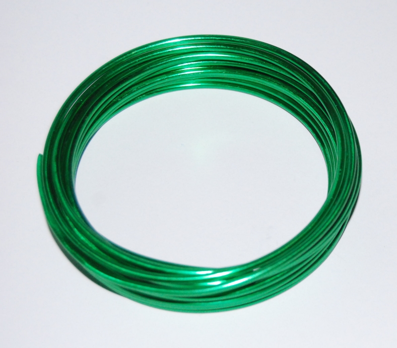 Pack of 1 - Green 3mm x 5m Aluminium Wire