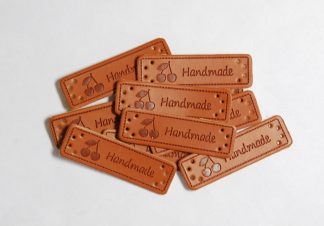Handmade Cherry Faux Leather Tags - 50mm x 15mm