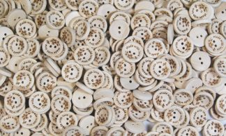 Printed Natural Wooden Buttons - 15mm Made with Love - Flowers