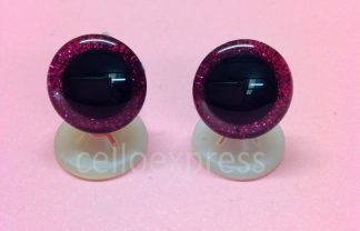 12mm Hot Pink 3D Glitter Sparkle Eyes with Plastic Backs