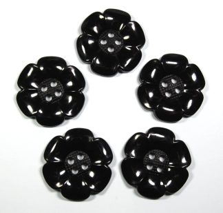 63mm Black Large Flower Buttons - Sewing Clown Decoration