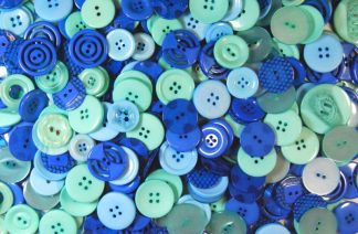 Pack of 100g - LARGE SHADES OF BLUE Buttons - Mixed Sizes for Sewing and Crafting 25mm to 40mm