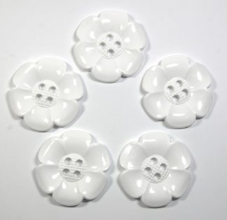 63mm White Large Flower Buttons - Sewing Clown Decoration