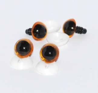 Pack of 2 Pairs - 18mm LIGHT AMBER Transparent Eyes with Plastic Backs