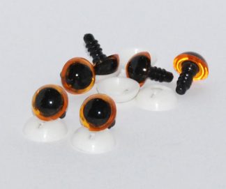 Pack of 3 Pairs - 18mm LIGHT AMBER Transparent Eyes with Plastic Backs