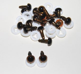 Pack of 10 Pairs - 8mm Light Brown Glass Like Eyes with Plastic Backs