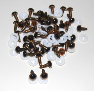 Pack of 50 Pairs - 8mm Light Brown Glass Like Eyes with Plastic Backs