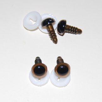 Pack of 2 Pairs - 8mm Light Brown Glass Like Eyes with Plastic Backs