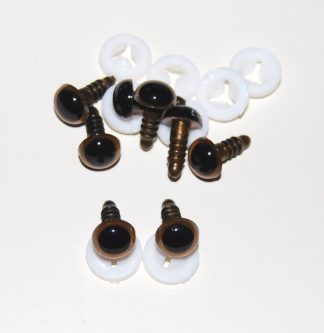 Pack of 4 Pairs - 10mm Light Brown Glass Like Eyes with Plastic Backs