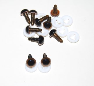 Pack of 5 Pairs - 10mm Light Brown Glass Like Eyes with Plastic Backs