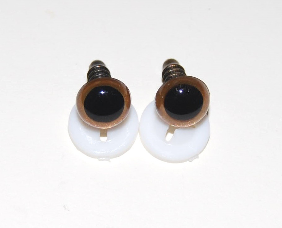 Pack of 1 Pair - 12mm Light Brown Glass Like Eyes with Plastic Backs