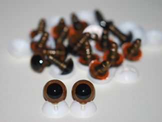 Pack of 10 Pairs - 18mm Light Brown Glass Like Eyes with Plastic Backs