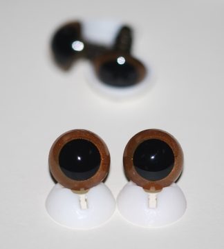 Pack of 2 Pairs - 15mm Light Brown Glass Like Eyes with Plastic Backs