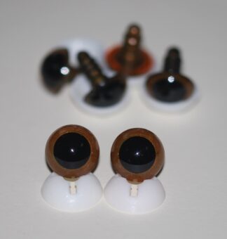 Pack of 3 Pairs - 15mm Light Brown Glass Like Eyes with Plastic Backs
