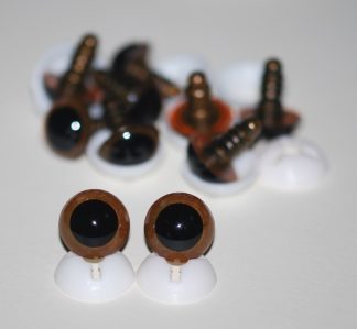 Pack of 5 Pairs - 18mm Light Brown Glass Like Eyes with Plastic Backs