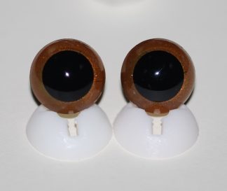 Pack of 1 Pair - 15mm Light Brown Glass Like Eyes with Plastic Backs