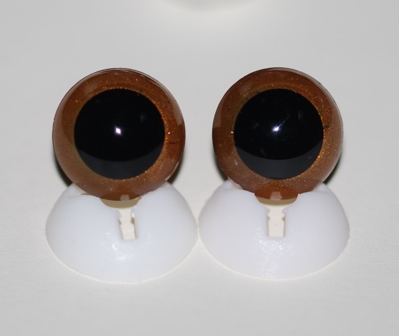 Pack of 1 Pair - 18mm Light Brown Glass Like Eyes with Plastic Backs
