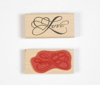 Wooden Mounted Ink Stamper - Love Type 1 - 6cm x 3cm