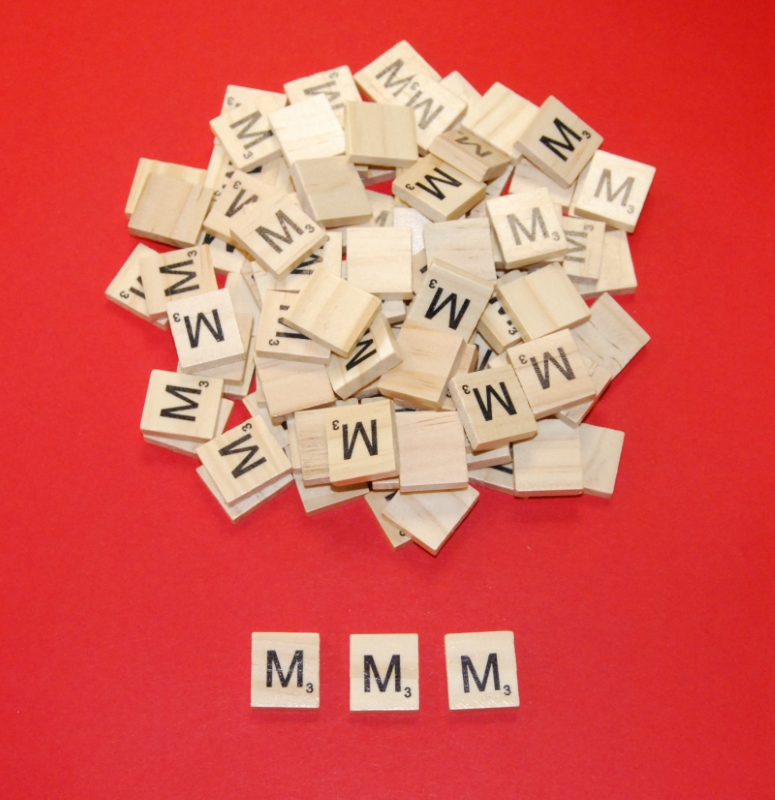 Pack of 20 - Letter 'M' Scrabble Wooden Tiles