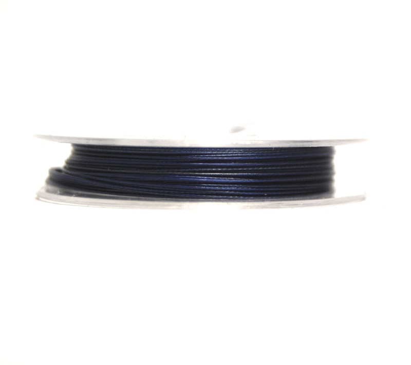 Pack of 1 Roll - 0.38mm x 10m Medium Blue Steel Tiger Tail Beading Wire