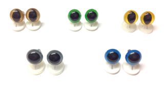 Pack of 5 Pairs - 15mm Mix 6 - Plastic Back Eyes