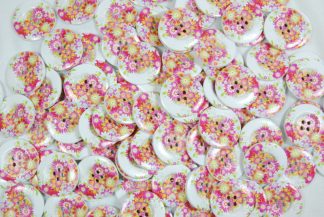 30mm Wooden Buttons - Mixed Flowers