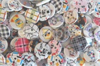 15mm, 20mm & 25mm Wooden Printed Buttons