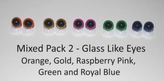 Pack of 25 Pairs - 15mm Mixed Pack 2 Glass Like Eyes with Plastic Backs