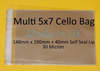 Pack of 100 Multi 5x7 Cello Bags for up to 10  5x7 Cards & Envelopes 148x190mm