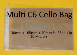 Pack of 100 Multi C6 Cello Bags for up to 10 C6 Cards & Envelopes 130x165mm