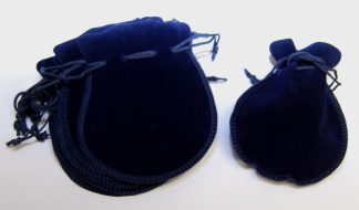 Pack of 10 - 10cm x 12cm Navy ROUND Velvet Jewellery Bags
