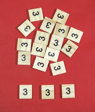 Number '3' Scrabble Wooden Tiles